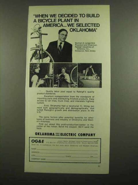 1974 Oklahoma Gas And Electric Company Ad Raleigh EBay