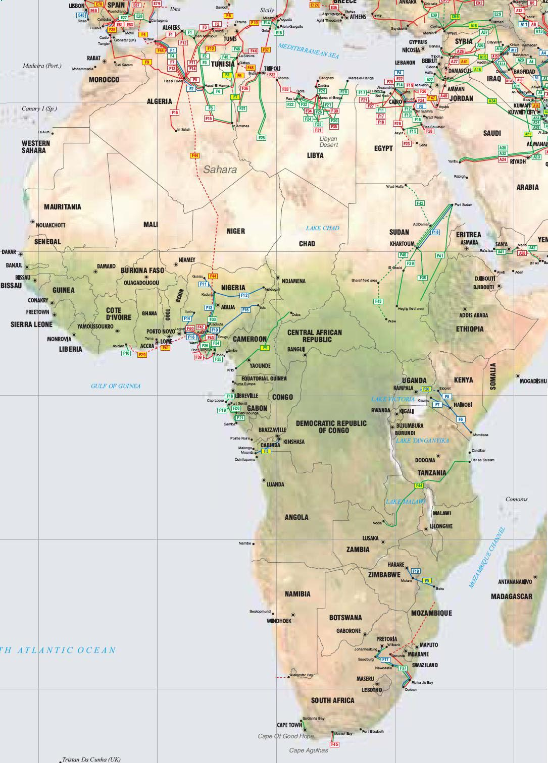 Africa Pipelines Map Crude Oil petroleum Pipelines Natural Gas 