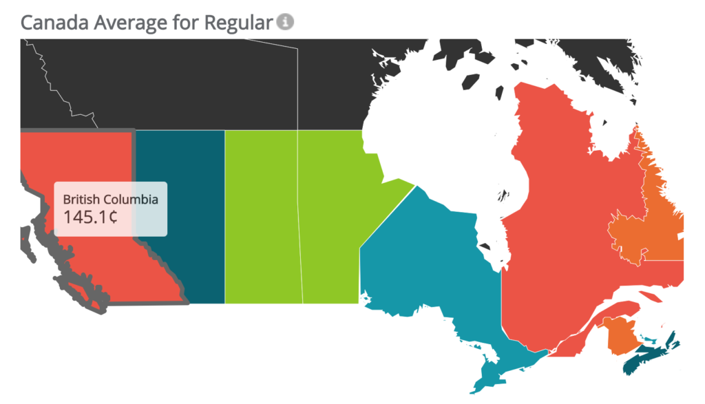 BC Has The Highest Average Gas Price In Canada Right Now