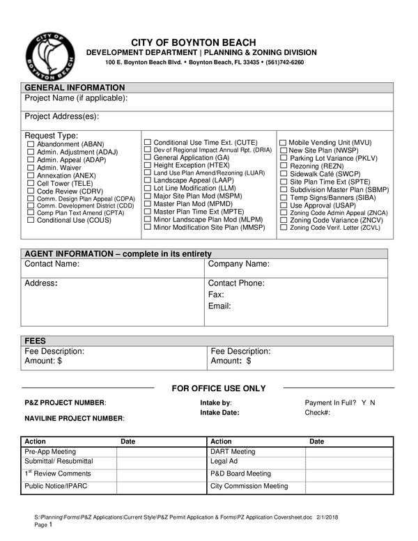 Fill Free Fillable City Of Boynton Beach PDF Forms