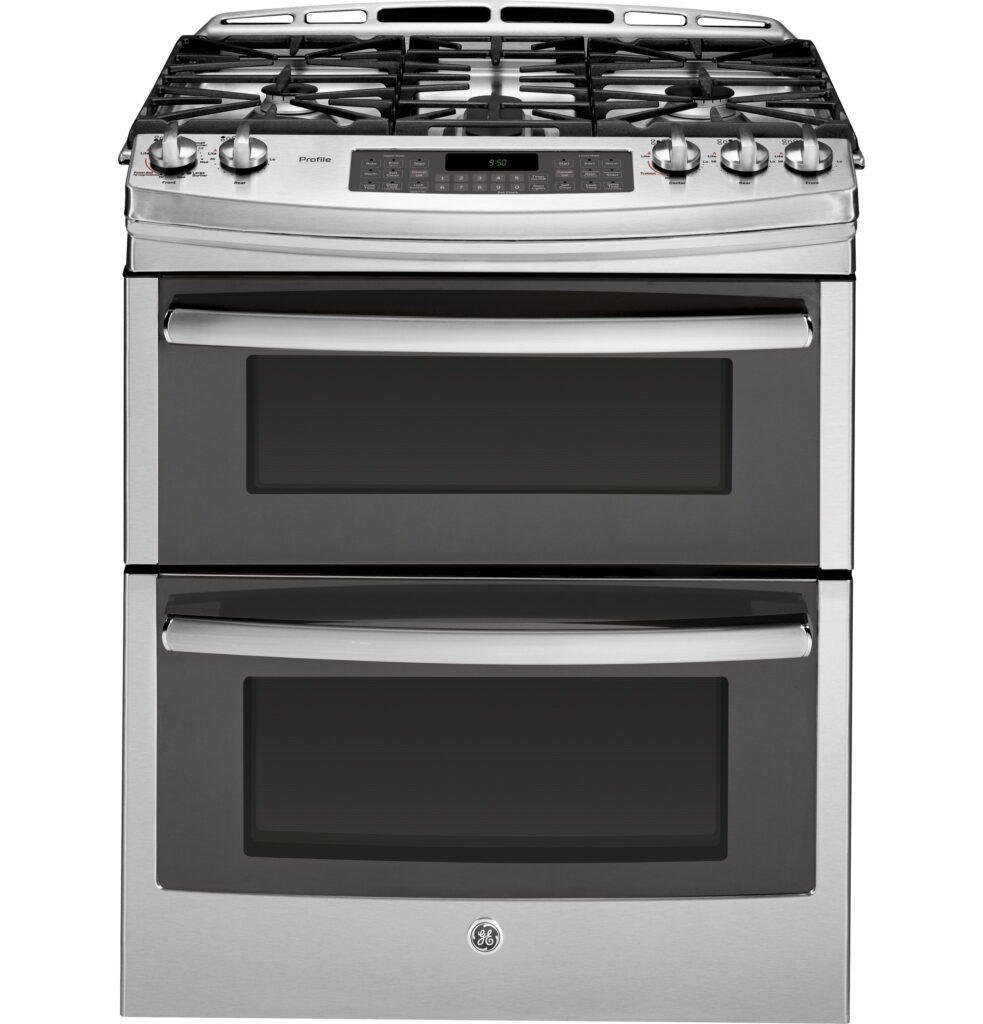 GE Profile Series 30 Slide In Front Control Double Oven Gas Range 