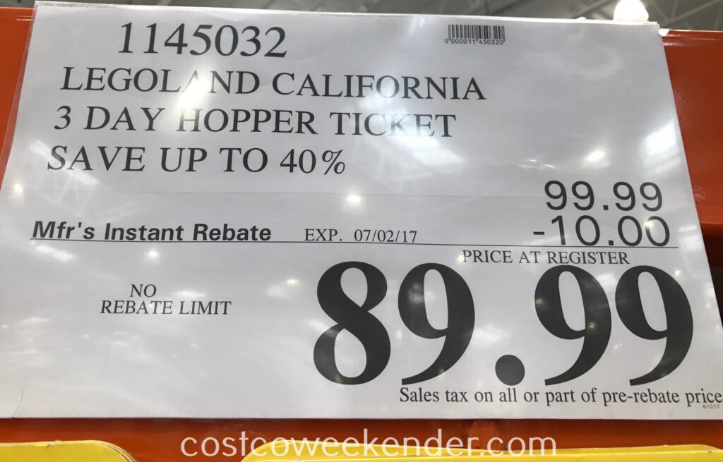 Legoland California Resort 3 Day Hopper Ticket Costco Weekender