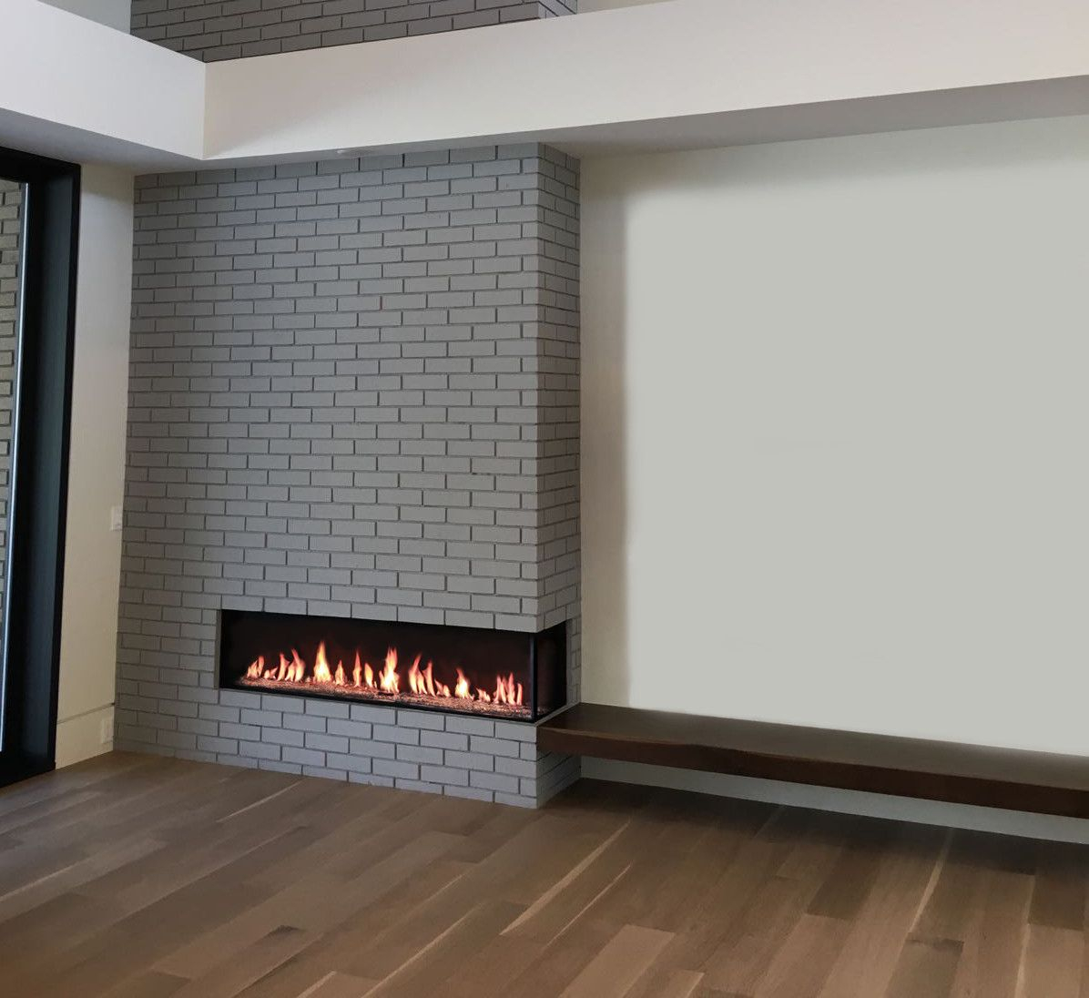 Right Corner Modern Linear Gas Fireplace Flare Fireplaces