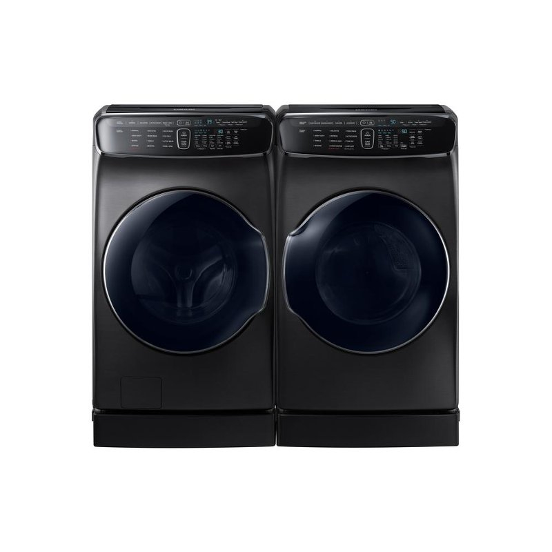 Samsung FlexWash Front Load Washer And Dryer Set Black Stainless 