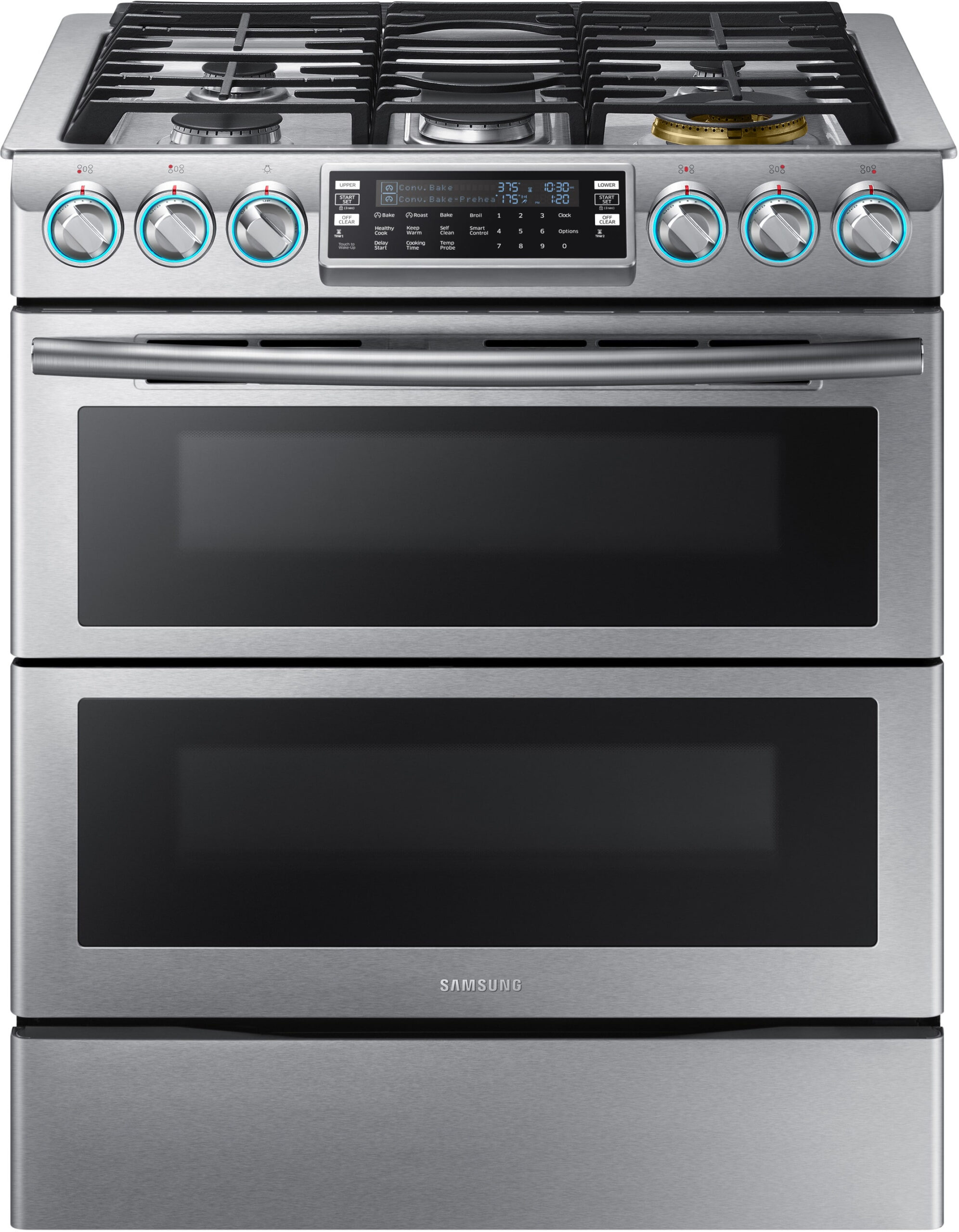 Samsung NX58K9850SS 30 Inch Flex Duo Slide In Gas Range With Dual 