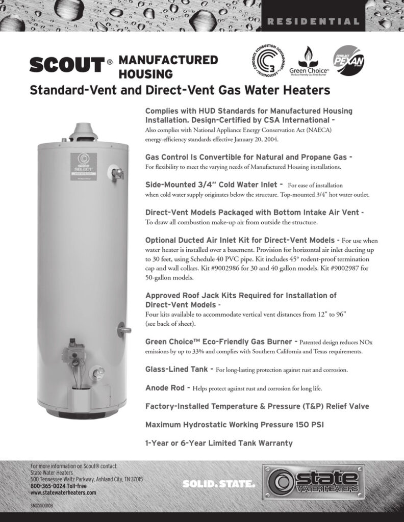 STATE WATER HEATERS SCI 30 YOMT SPECIFICATIONS Pdf Download ManualsLib