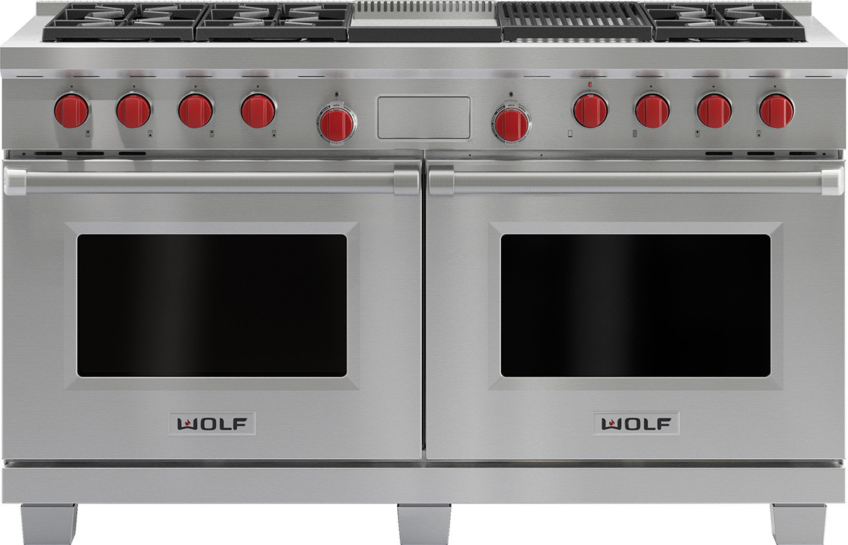 Wolf DF606CG 60 Inch Pro Style Dual Fuel Range With 6 Dual Stacked 