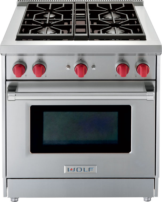 Wolf GR304 30 Inch Pro Style Gas Range With 4 Dual Stacked Sealed 