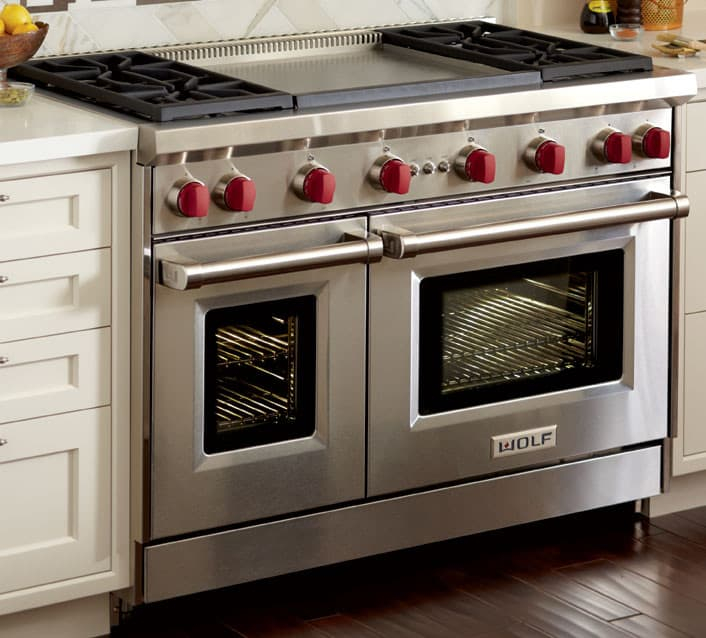 Wolf GR484DGLP 48 Inch Pro Style Gas Range With 4 Dual Stacked Sealed 