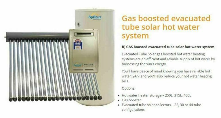 Apricus Solar Hot Water 30 Tube 315L Tank 26L Gas Booster FutureNRG Store