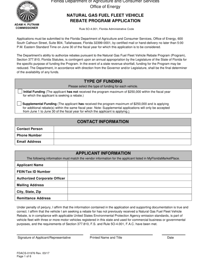 Form FDACS 01976 Download Fillable PDF Or Fill Online Natural Gas Fuel 