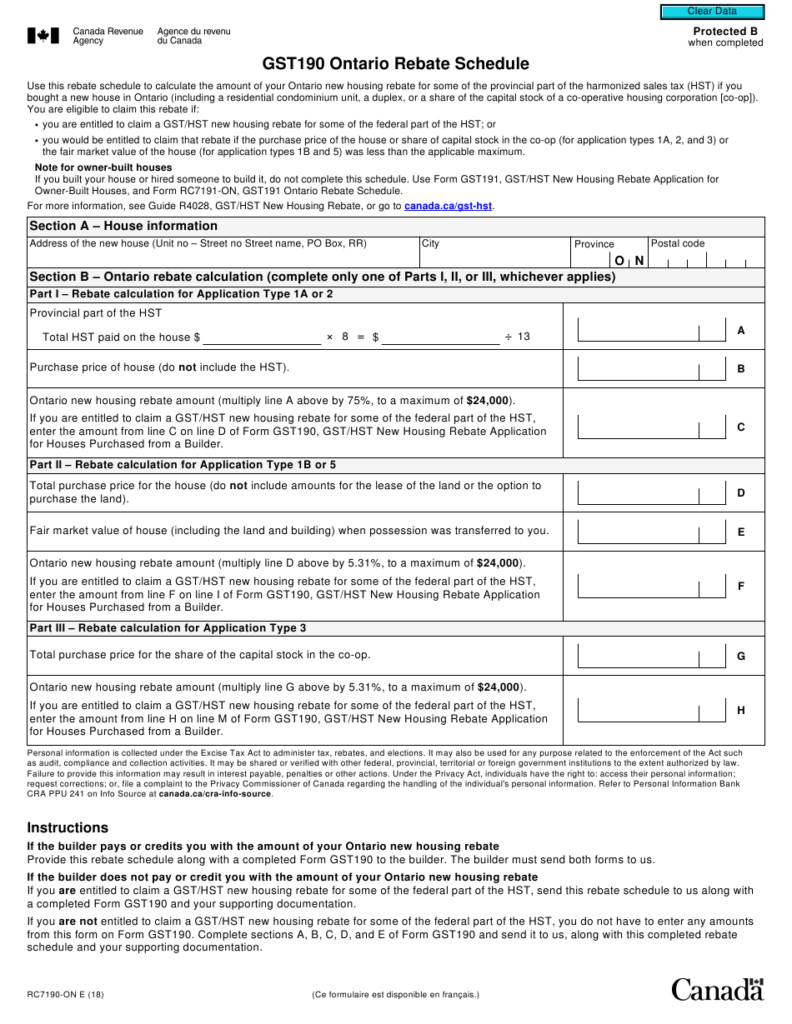 Form RC7190 ON Download Fillable PDF Or Fill Online Gst190 Ontario 