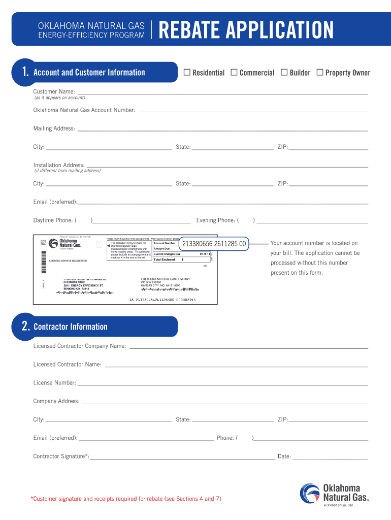 Oklahoma Gas Rebate Application Fill Online Printable Fillable 