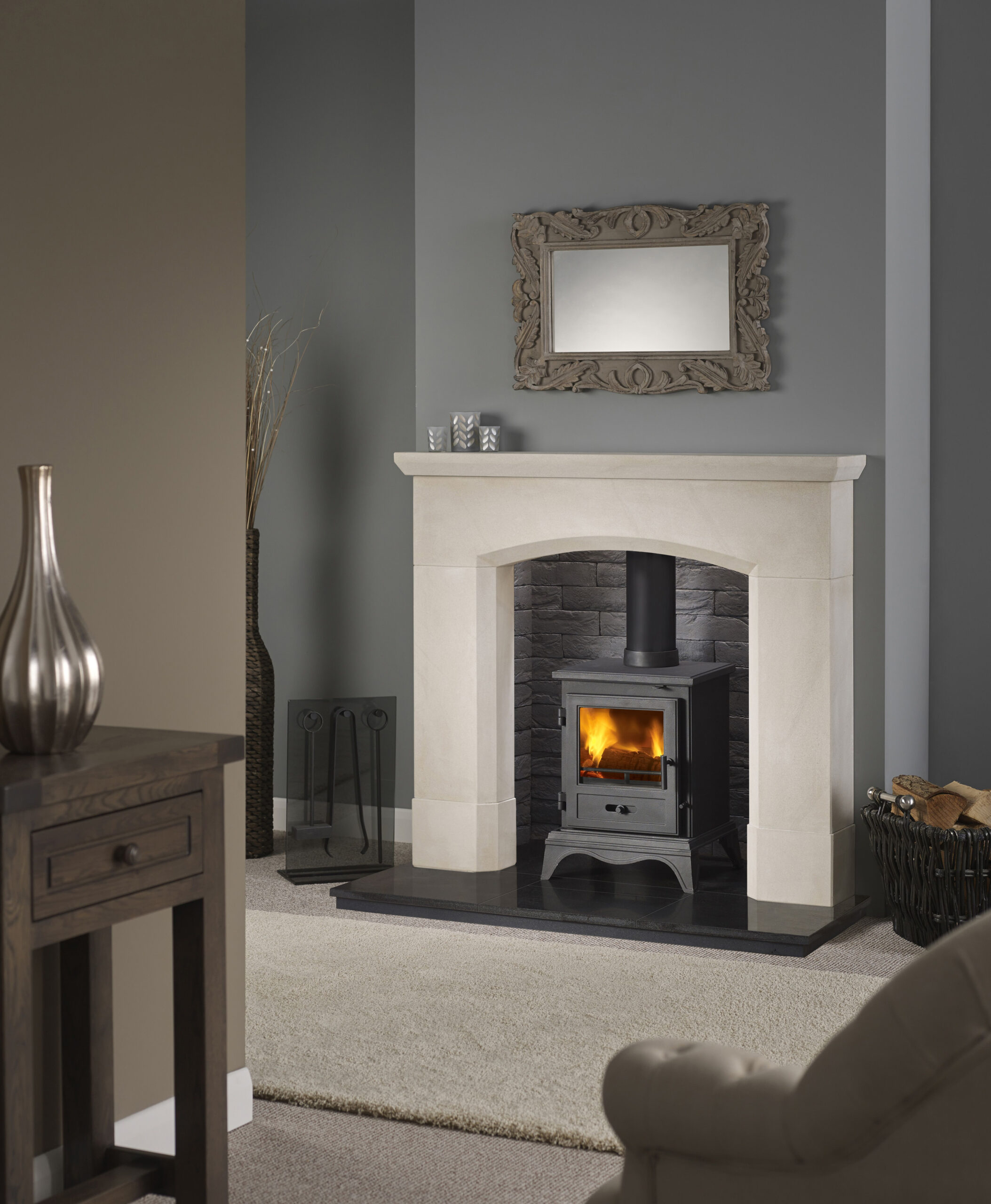 Olvera 48 Honed 1 Rebate Stove Imperial 405 Chamber Pompeii Grey 