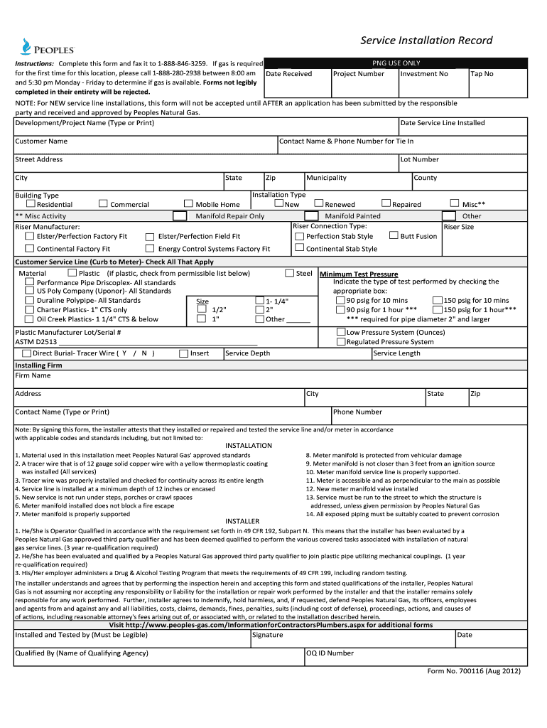 Peoples Gas Form 700116 2012 Fill And Sign Printable Template Online 