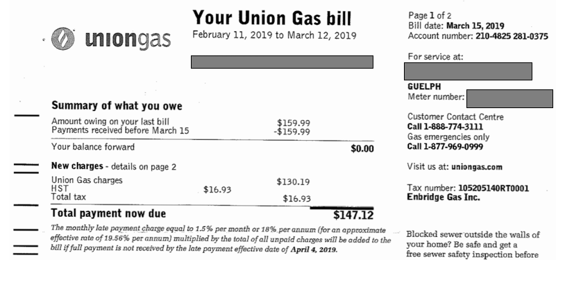 Samples Of Utility Bills EMERGE Guelph