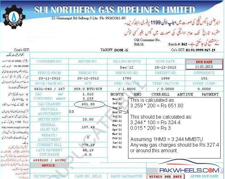Sui Gas Excessive Bill Blunder Non Wheels Discussions PakWheels 