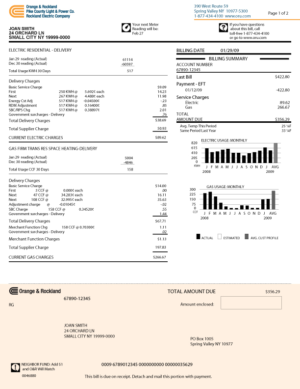 Understanding Your Bill With Orange Rockland In New York State 