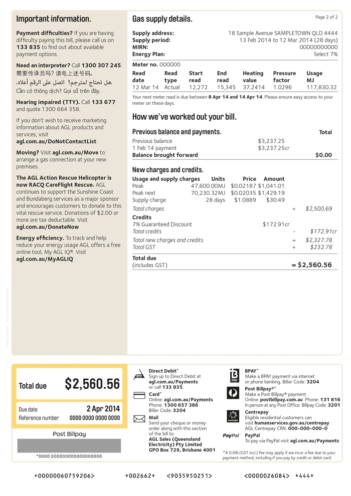 Your Business Bill Explained AGL