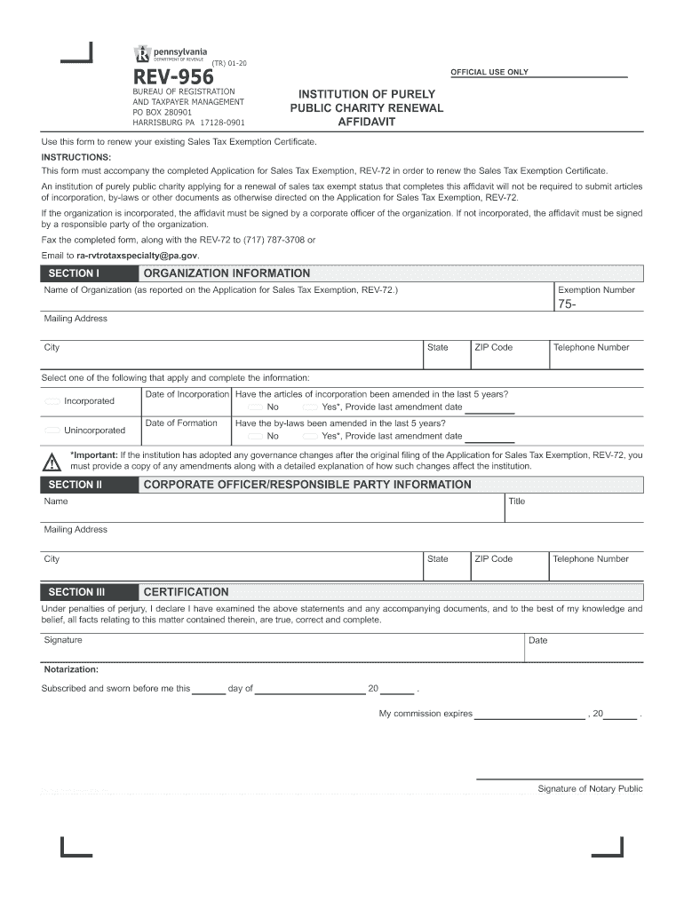 2020 2023 Form PA REV 956 Fill Online Printable Fillable Blank 