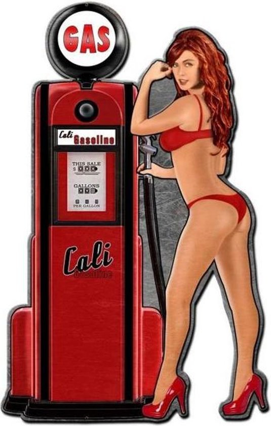 Cali Gas Pump Girl Panneau En M tal De Calibre Lourd 60 X 37 Cm Bol