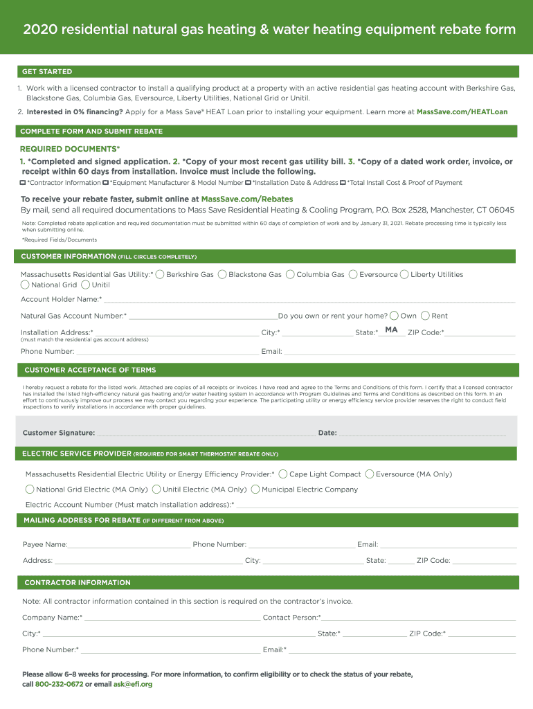 Fillable Online Mass Save Natural Gas Heating Equipment Rebates Fax 