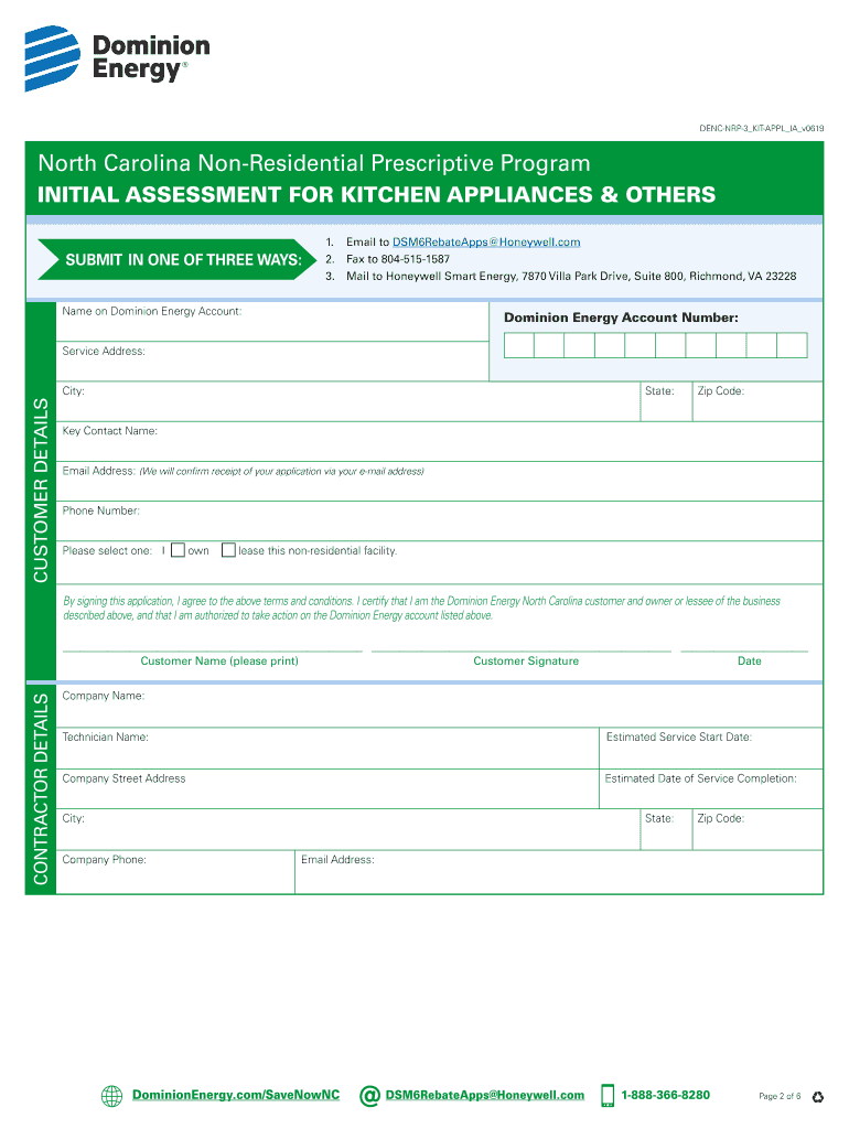 Fillable Online Non Residential Prescriptive Program Rebate Application 