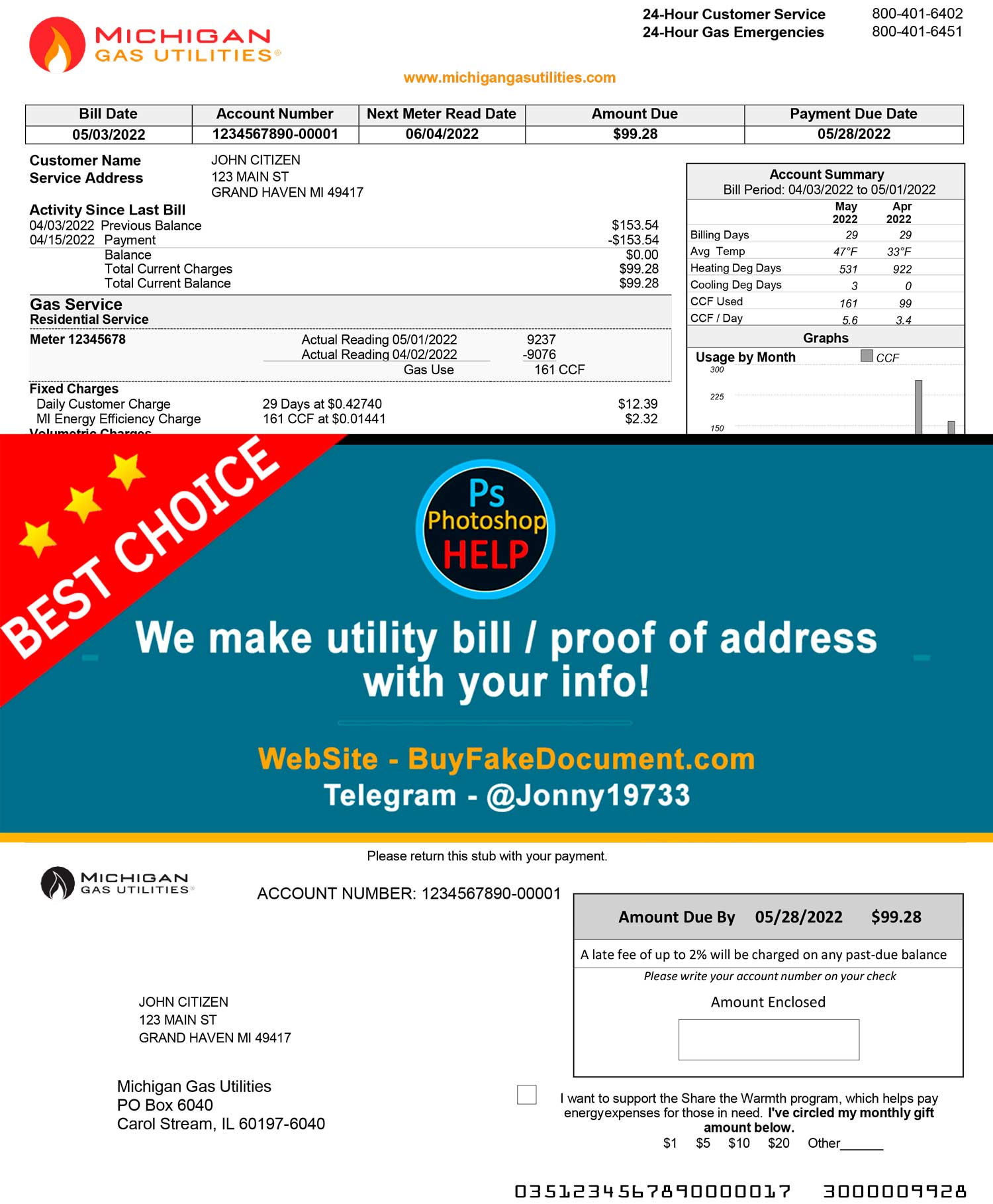 Michigan Gas Utilities Utility Bill