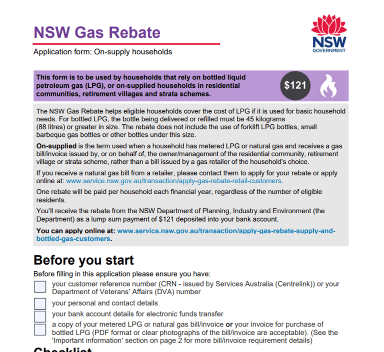 NSW Gas Rebate Form 2023 Printable Rebate Form Rebate2022