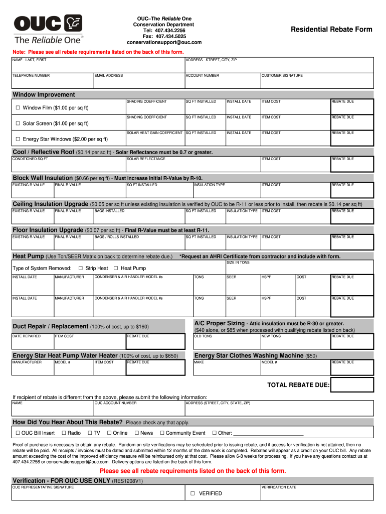 Ouc Rebates Pdf Fill Online Printable Fillable Blank PdfFiller