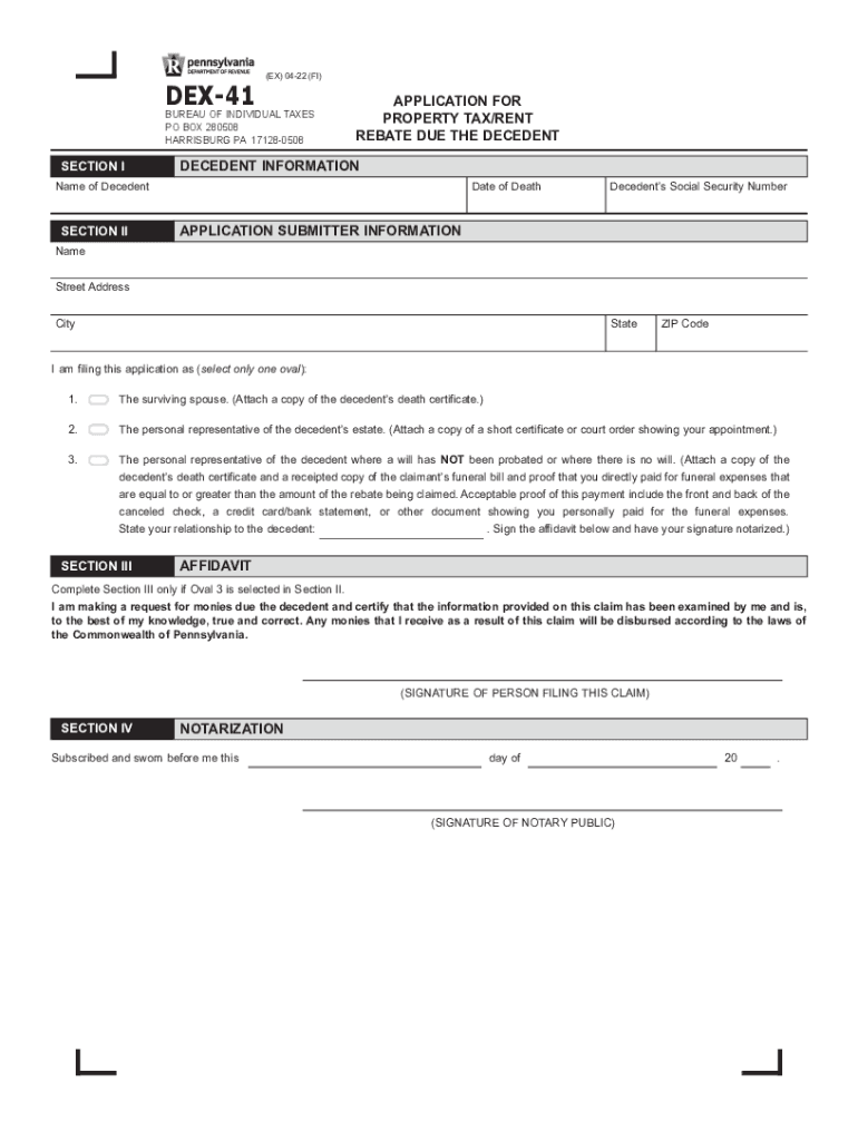 PA DEX 41 2022 Fill And Sign Printable Template Online US Legal Forms